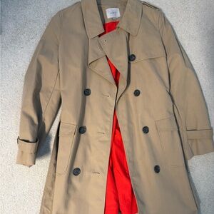 LOFT Women’s Tan Trench Coat with Red Interior